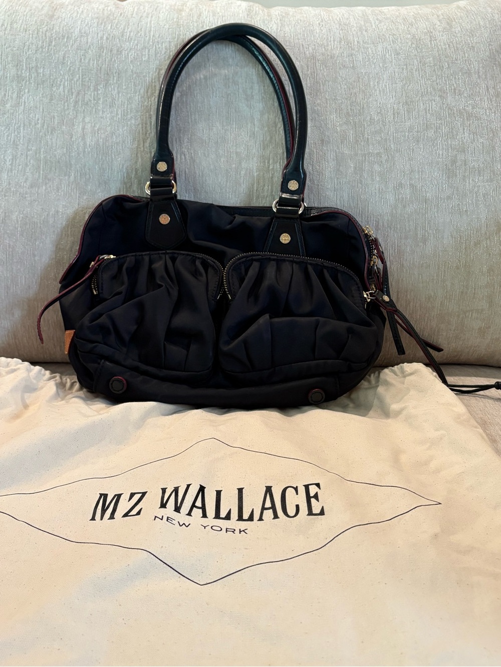 MZ Wallace Baby Jane Black with Burgundy Trim - Picture 4 of 5